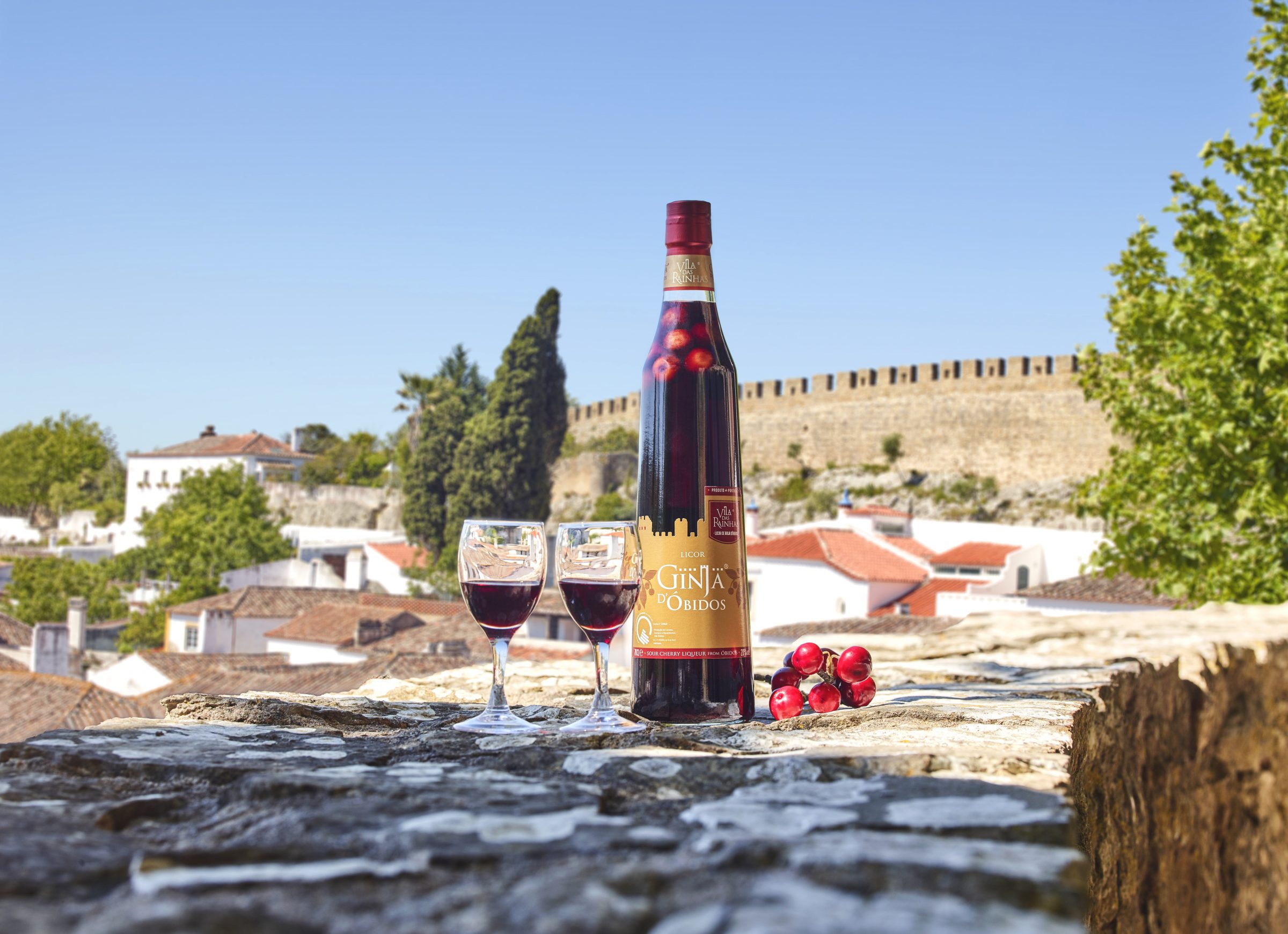Ginja de Óbidos, a traditional Portuguese sour-cherry liqueur served in a chocolate cup, tasted during the Fátima, Batalha, Nazaré & Óbidos Private Day Tour by Lux Motion.